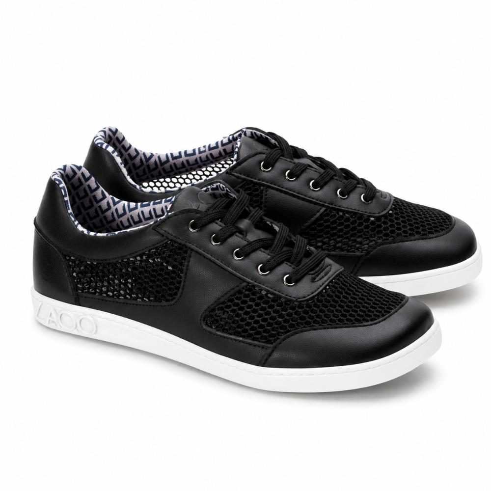 zwarte zomersneaker met witte zool voor dames - comfortabele barefoot schoenen voor warme dagen