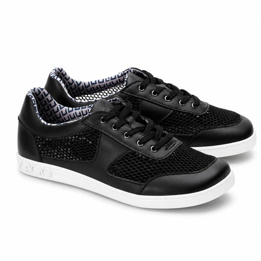 schwarzer Sommer Sneaker mit weißer Sohle für Damen - bequeme Barfußschuhe für warme Tage